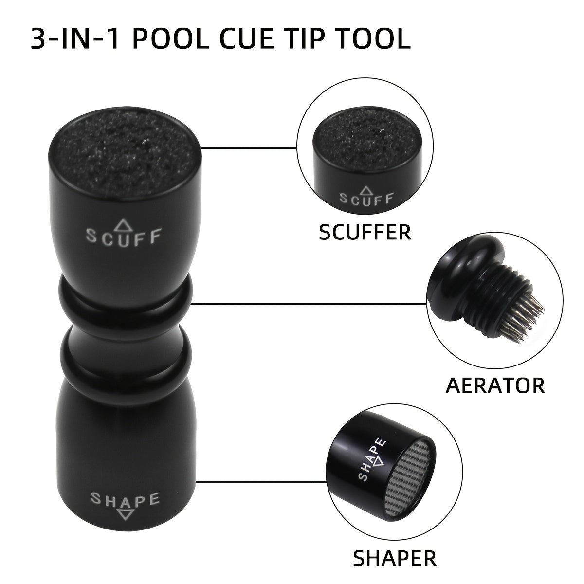 3 in 1 Snooker Pool Cue Tip Tool Billiard Cue Stick Tip Repair Tool