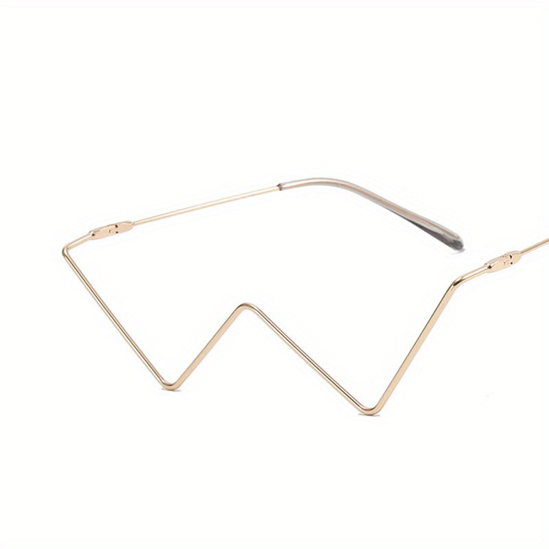 Rhinestone Decor Lensless Glasses W Shaped Frame Photo Prop Eyewear