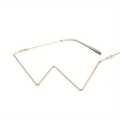 Rhinestone Decor Lensless Glasses W Shaped Frame Photo Prop Eyewear