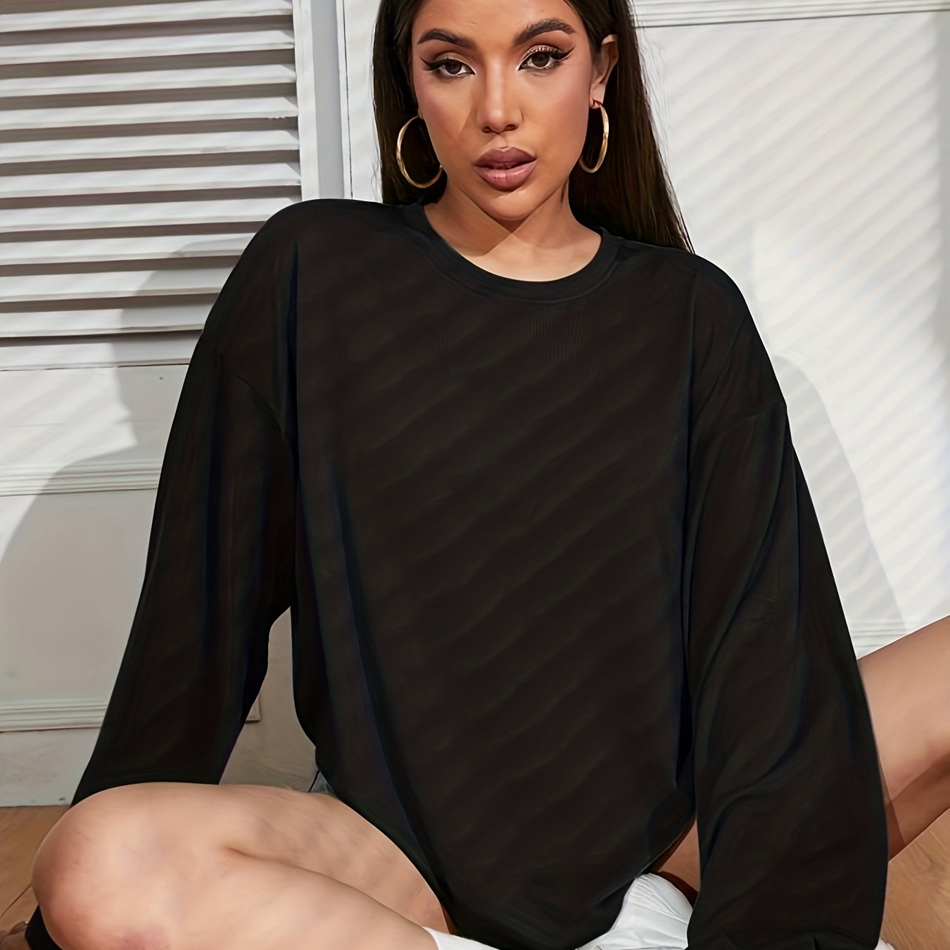 Casual Drop Shoulder Crew Neck Sweatshirt