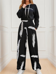 Graphic Print Wide Leg Pants High Waist for Spring & Summer