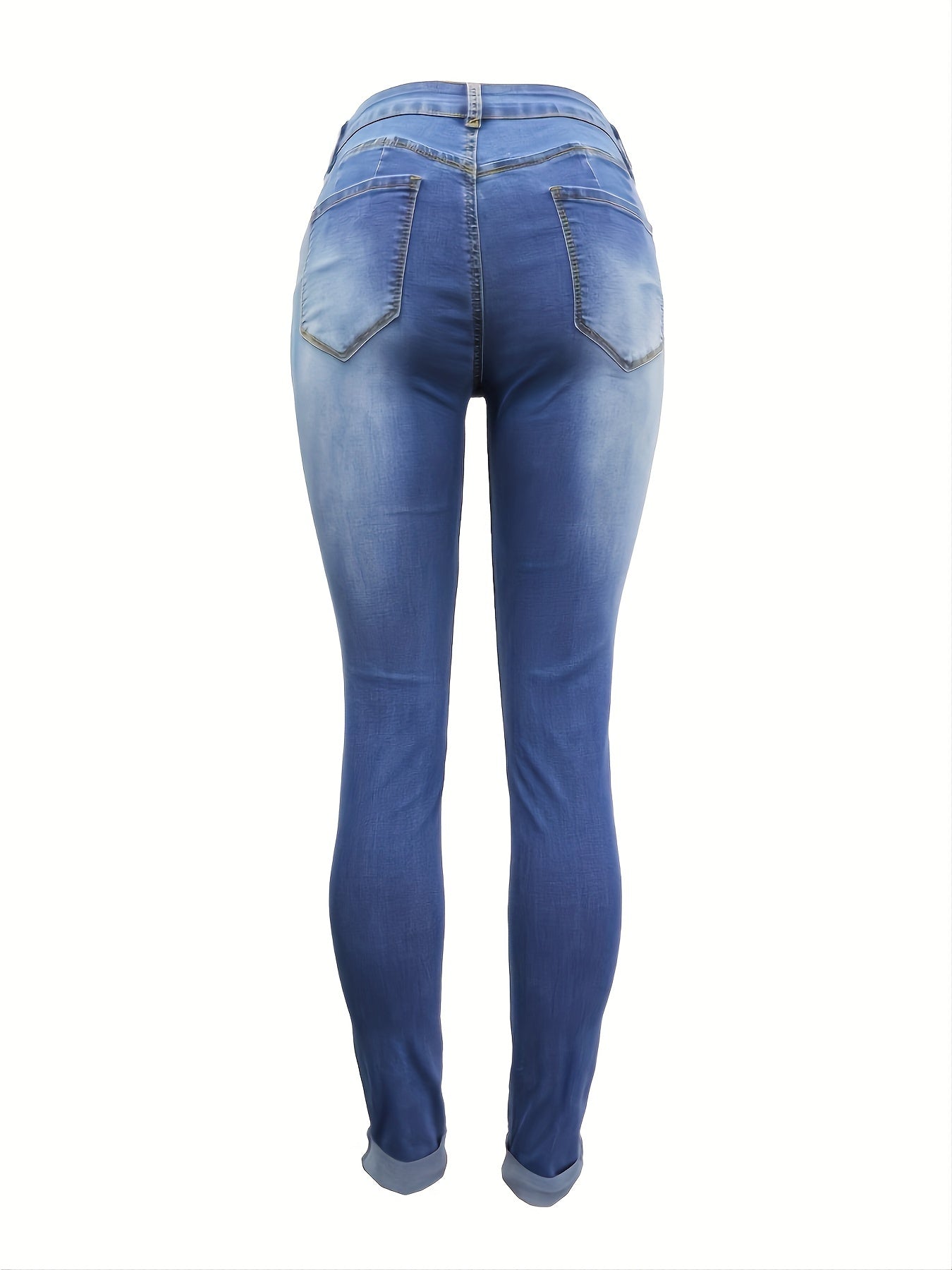 Mid Stretch Distressed Denim Pants Slim Fit
