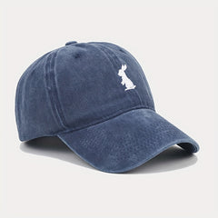 Bunny Embroidery Baseball Cap Cartoon Rabbit Washed Distressed Dad Hats