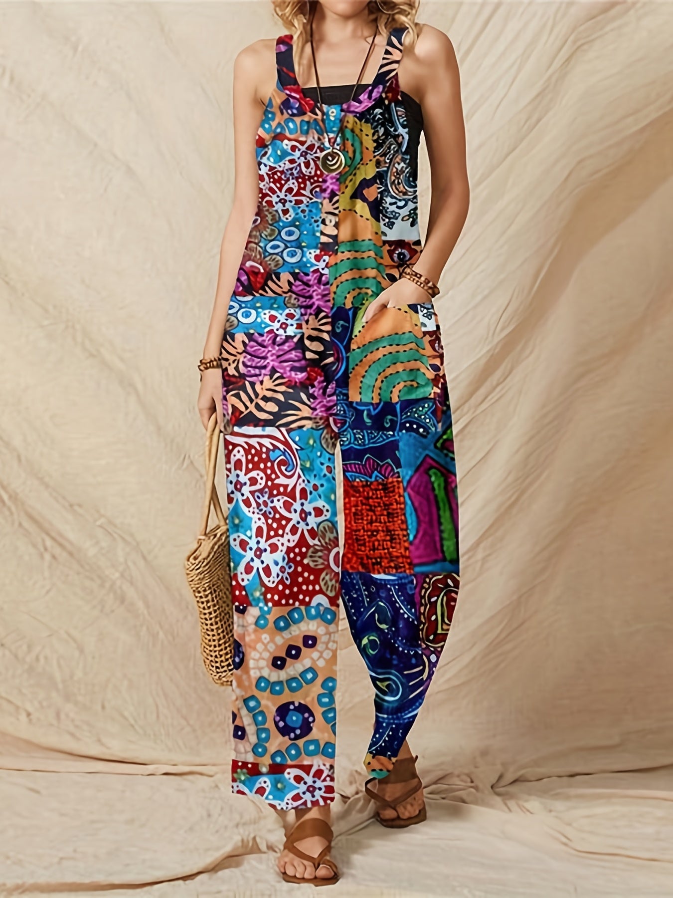 Boho Floral Wide Leg Jumpsuit for Women