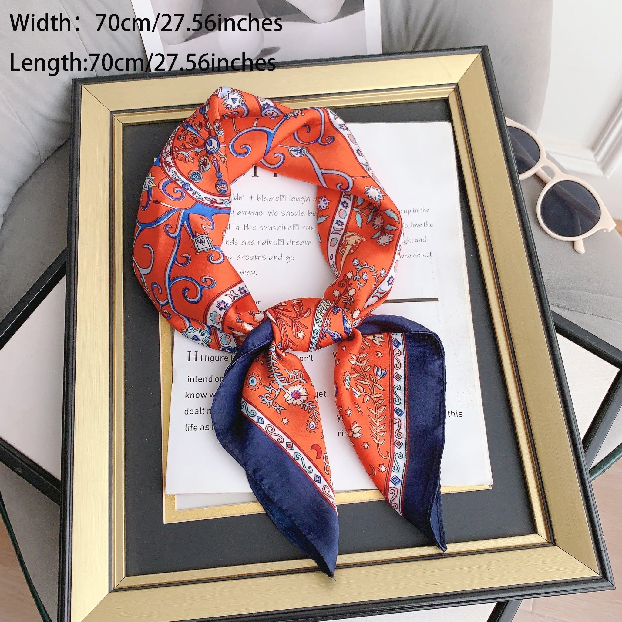 Classic Floral Print Bandana Vintage Boho Silky Square Scarf Necke...