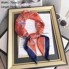Classic Floral Print Bandana Vintage Boho Silky Square Scarf Necke...