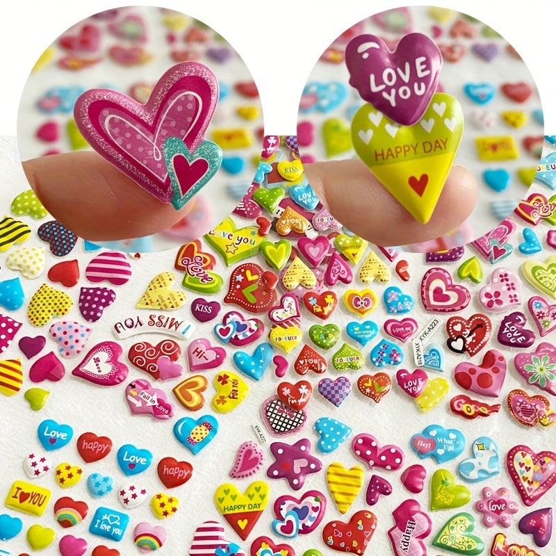 3D Love Heart Shape Stickers for Kids - Pack of 12