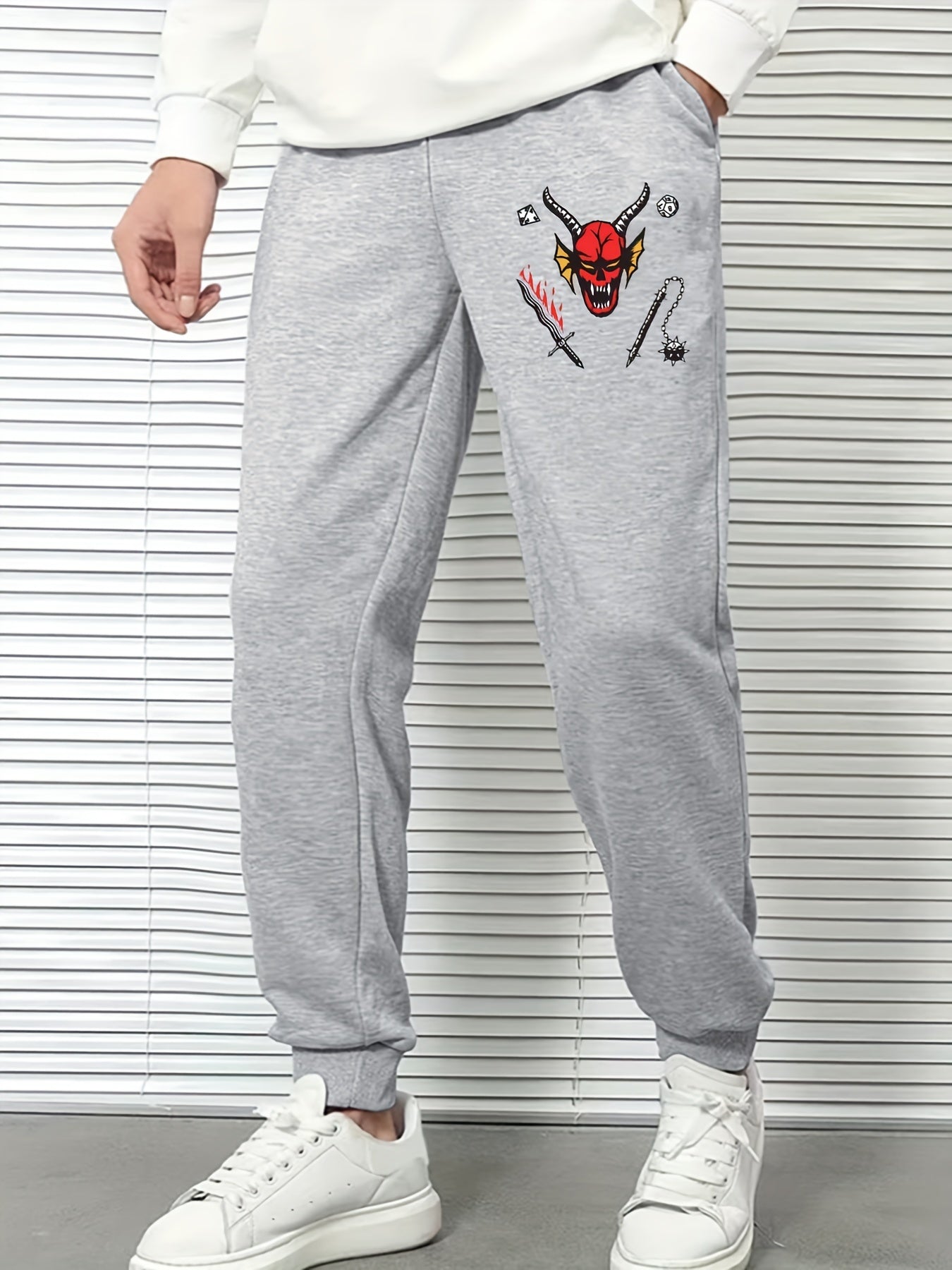 Men's Anime Monster Graphic Sweatpants Elastic Waist Casual Sport Jogger Pants