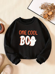 Boys ONE BOO Letter Print Sweatshirt