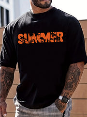 Summer Print Men's Graphic Crew Neck Niche T shirt Casual Comfy Tees