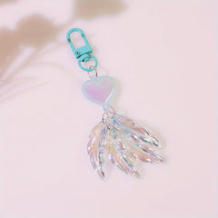 Luminous Love Feather Pendant for Women, Bag Mobile Phone Car Keychain