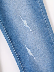 Girls Ripped Plaid Skinny Jeans