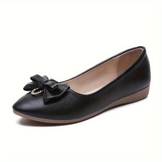 Women's Bowknot Flat Shoes Pointed Toe Slip On Ballet Flats