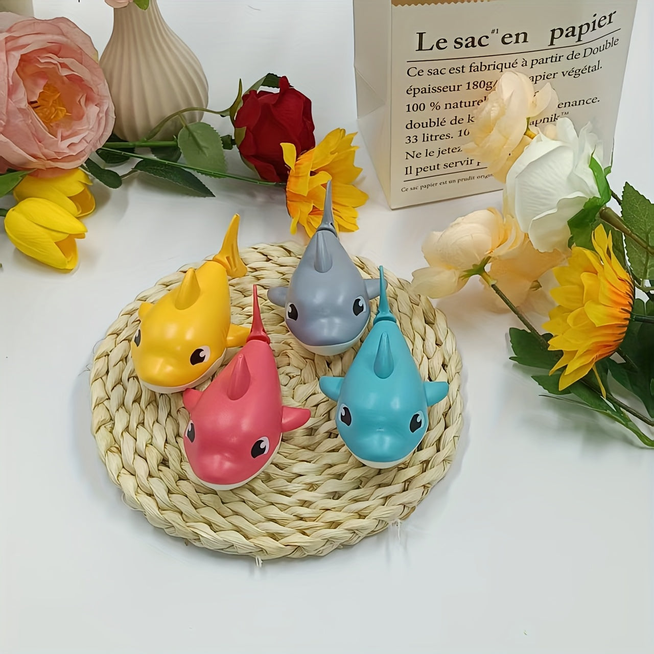 2 Pack Bath Water Play Wind Up Animal Sharks Plastic Toys for Toddlers
