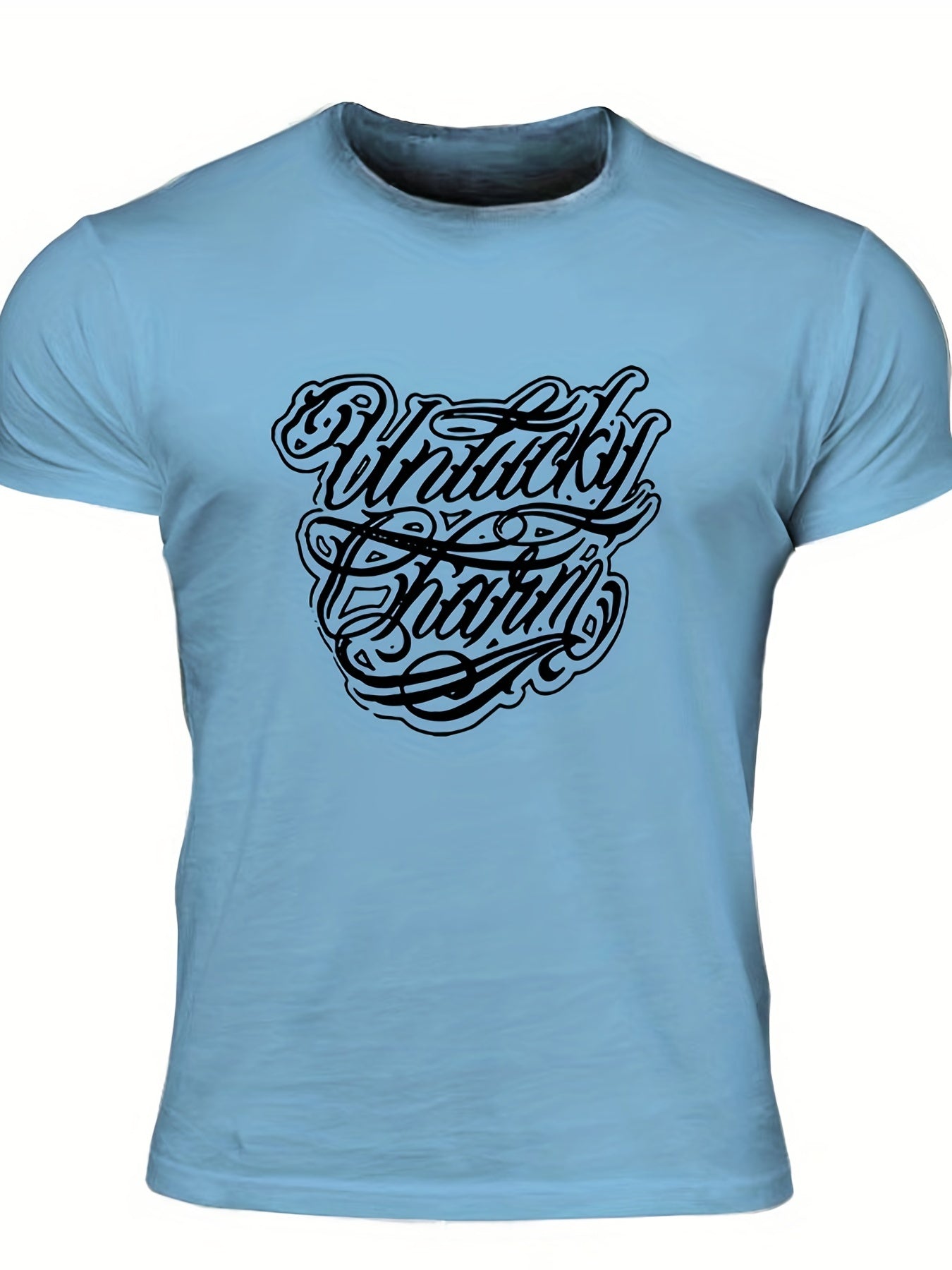 Men's Unlucky Charm Print T-shirt for Summer Outdoor