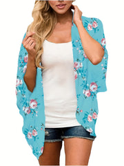 Leopard Print Bat Sleeve Open Front Cardigan