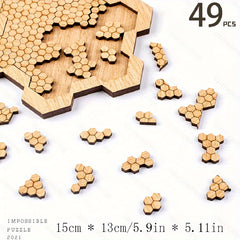 Hexagonal Wooden Puzzle with Unique Shapes & Colors for Ages 14+