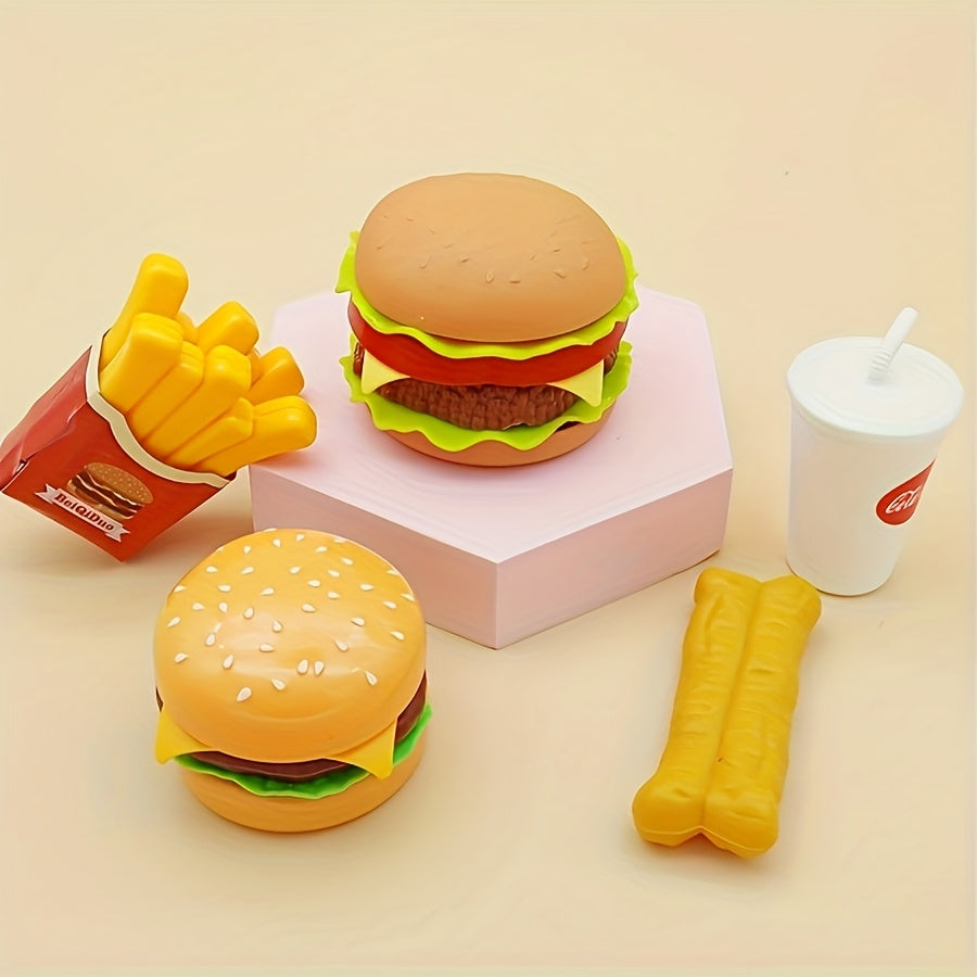 Kitchen Western Set Pretend Play Burger Hot Dog French Fries Breakfast Set