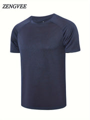 5 Pcs Men's Solid Short Sleeve Quick Dry T-Shirt for Gym Training