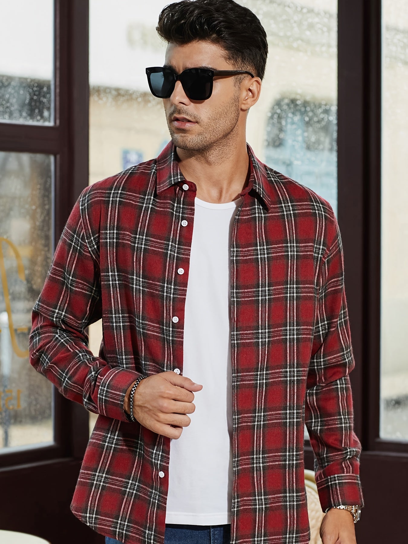 Men's Plaid Button Down Shirts for Autumn Winter