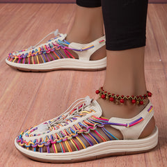 Woven Women's Casual Sandals Breathable Closed Toe Hole Sandals Slippers