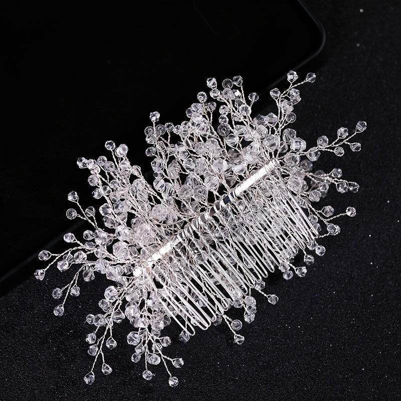 Crystal Bead Wedding Hair Comb Hair Accessories For Bridal Flower Headpiece