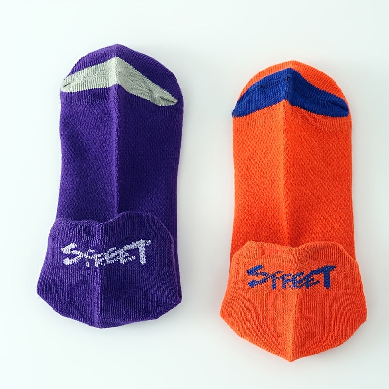 10 Pairs Letter Print Sports Low Cut Ankle Socks for Women