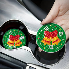 2pcs Christmas Bell Coaster Diamond Painting Car Coaster