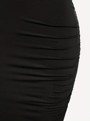 Sexy Ruched Split Maxi Skirt Solid Color