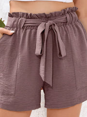 Casual Shorts Women's Plus Textured Loose Fit Shorts With Belt