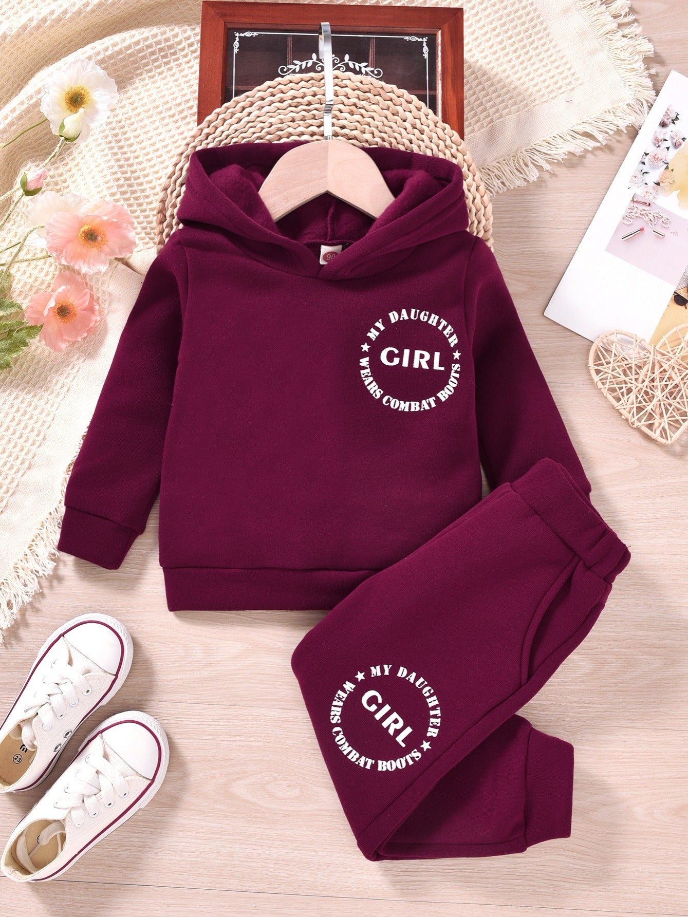 Girls Combat Boots Sweatsuit Hoodie & Sweatpants Set