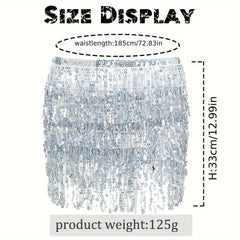 Women Belly Dance Skirt Sequin Fringe Party Costume