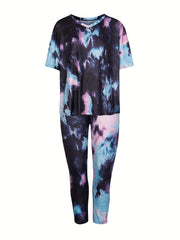 Tie Dye V Neck Tee & Pants Set