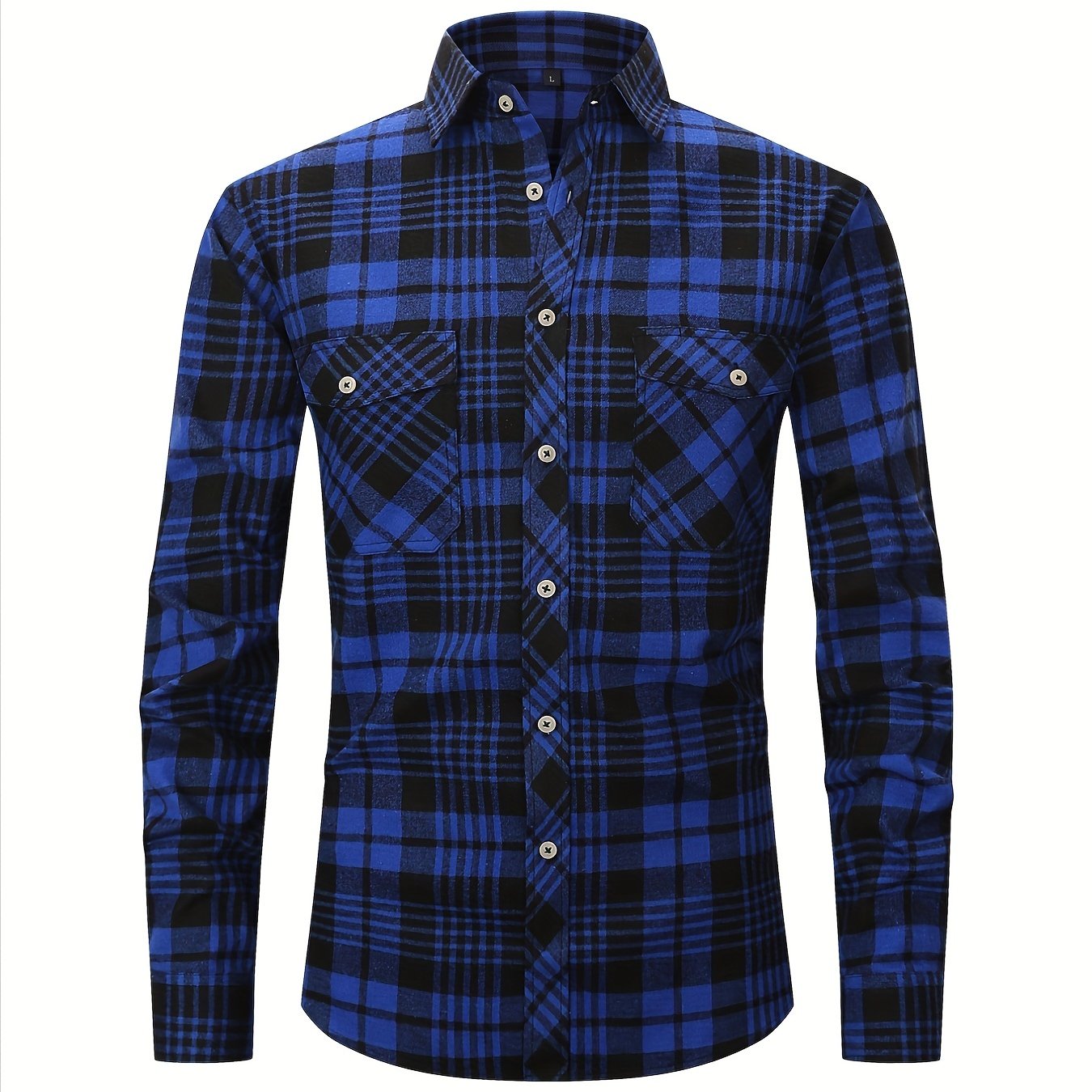 Men's Double Pocket Flannel Plaid Shirt