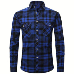 Men's Double Pocket Flannel Plaid Shirt