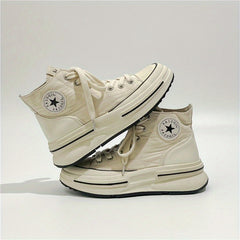 Women's High Top Canvas Shoes Lace Up Platform Skate Casual Sneakers