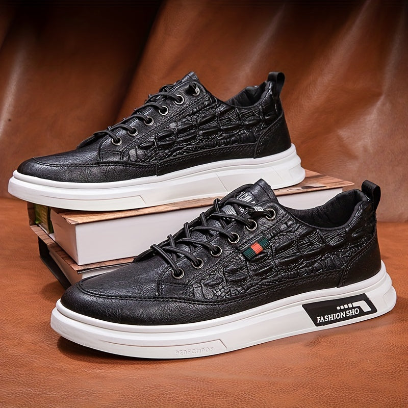 Men's Crocodile Pattern Skate Shoes Non Slip Sneakers