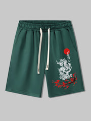 Multicolor Men's Sports Mid Length Pants with Drawstring