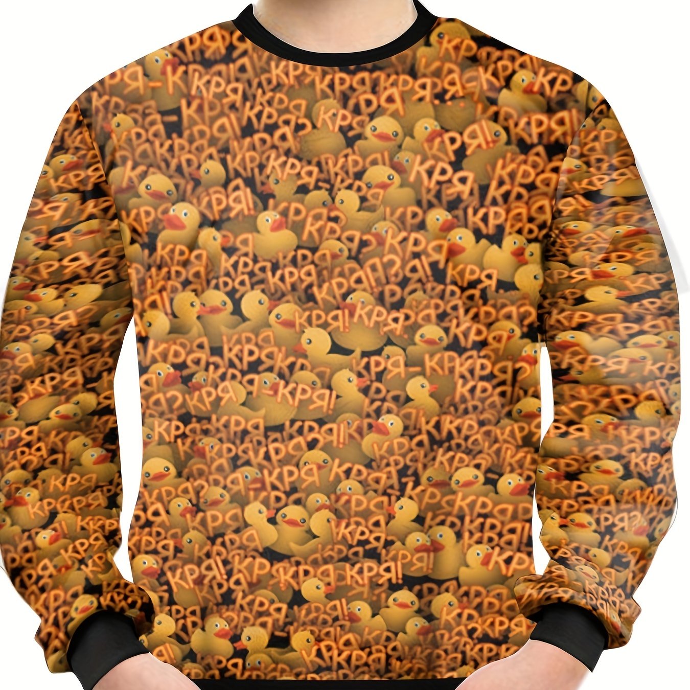 Teens Duck Art Letter Graffiti 3D Print Sweatshirt Kids Casual Pullover