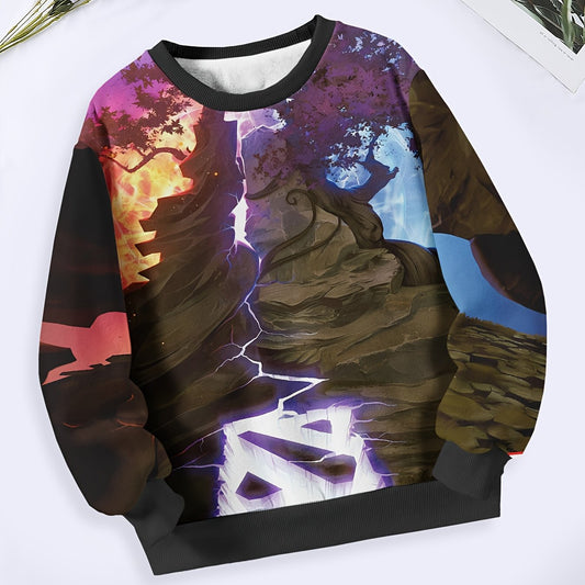 Planet Pattern Crew Neck Sweatshirt for Spring Fall