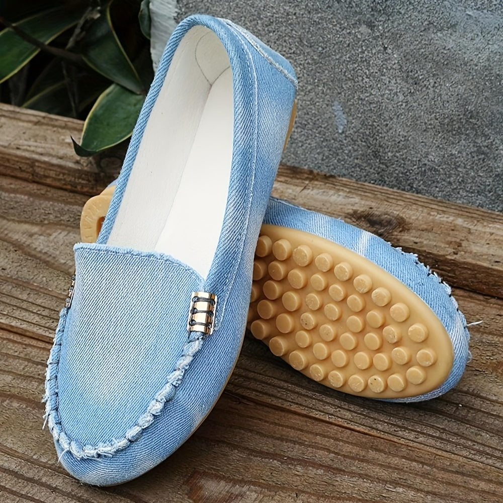 Women's Denim Flat Shoes Soft Sole Outdoor Walking Loafers
