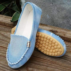 Women's Denim Flat Shoes Soft Sole Outdoor Walking Loafers