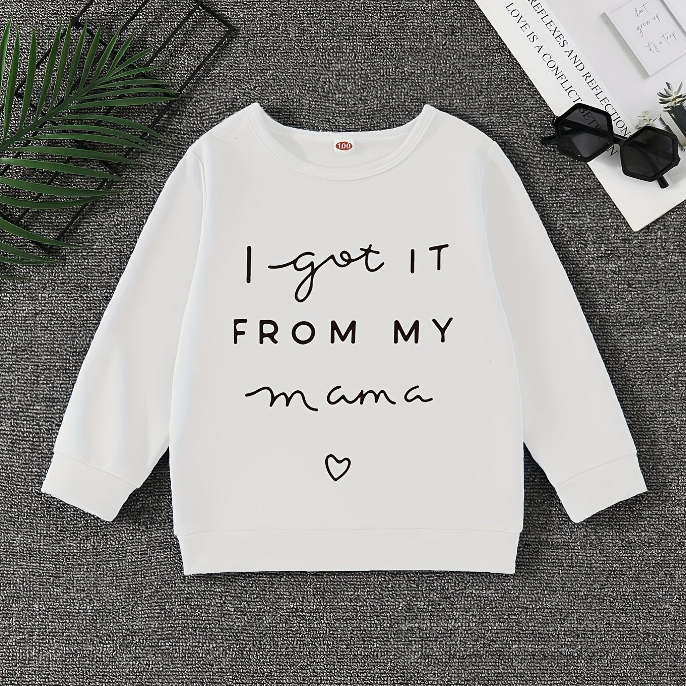 Girls' Mama Print Crew Neck Sweatshirt Pullovers