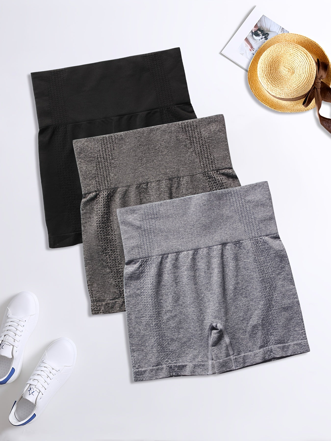 3pcs High Elastic Yoga Shorts Butt Lift Tight Sports Shorts