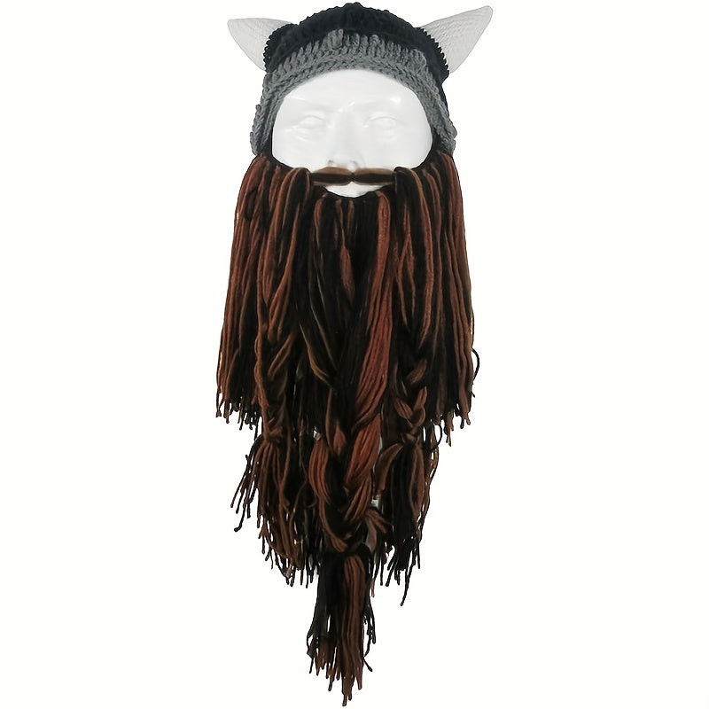 Funny Knitted Beard Hat for Halloween Christmas