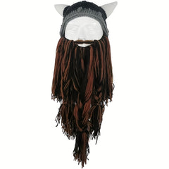 Funny Knitted Beard Hat for Halloween Christmas