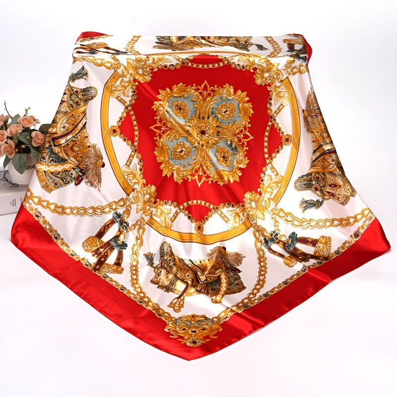 Silk Scarf Thin Large Square Scarf Shawl Neck Head Scarf Print Hair Wrap