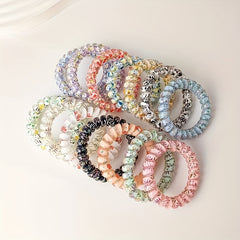 Telephone Wire Floral Hair Tie Elastic Rubber Band Head Rope