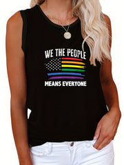 LGBT Casual Tank Top Women's Plus Rainbow Print Tank Top