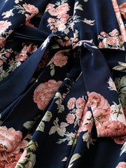 Women's Plus Floral Print Lantern Sleeve Surplice Neck Maxi Dress
